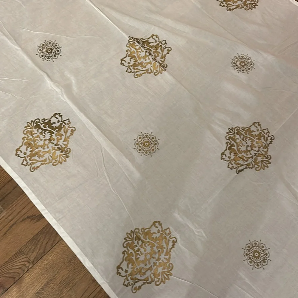 Bohemian style White cotton pair of curtains🤍🤍🤍